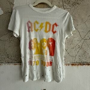 ACDC Highway to Hell 1979 Tour Vintage Wash Splatter Paint Distressed Tee Chaser